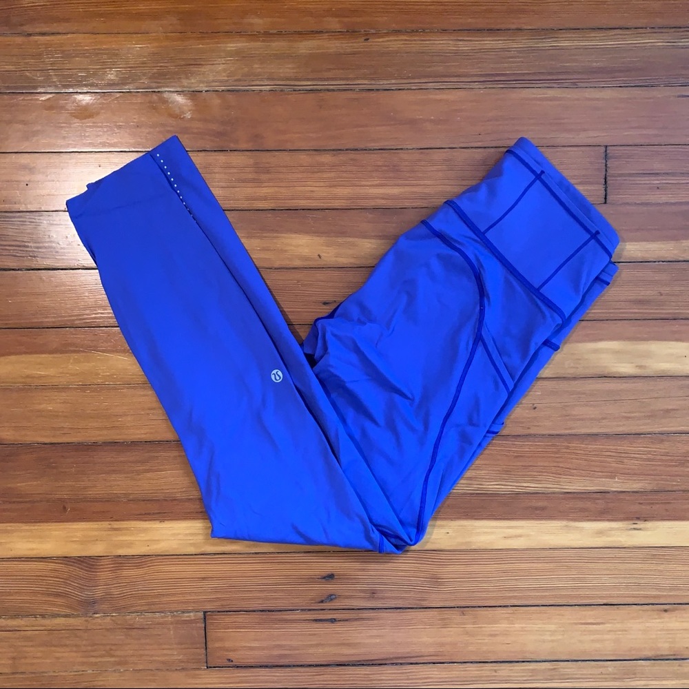 Lululemon Athletica Fast and Free Blue High Rise Leggings Size 6 25”